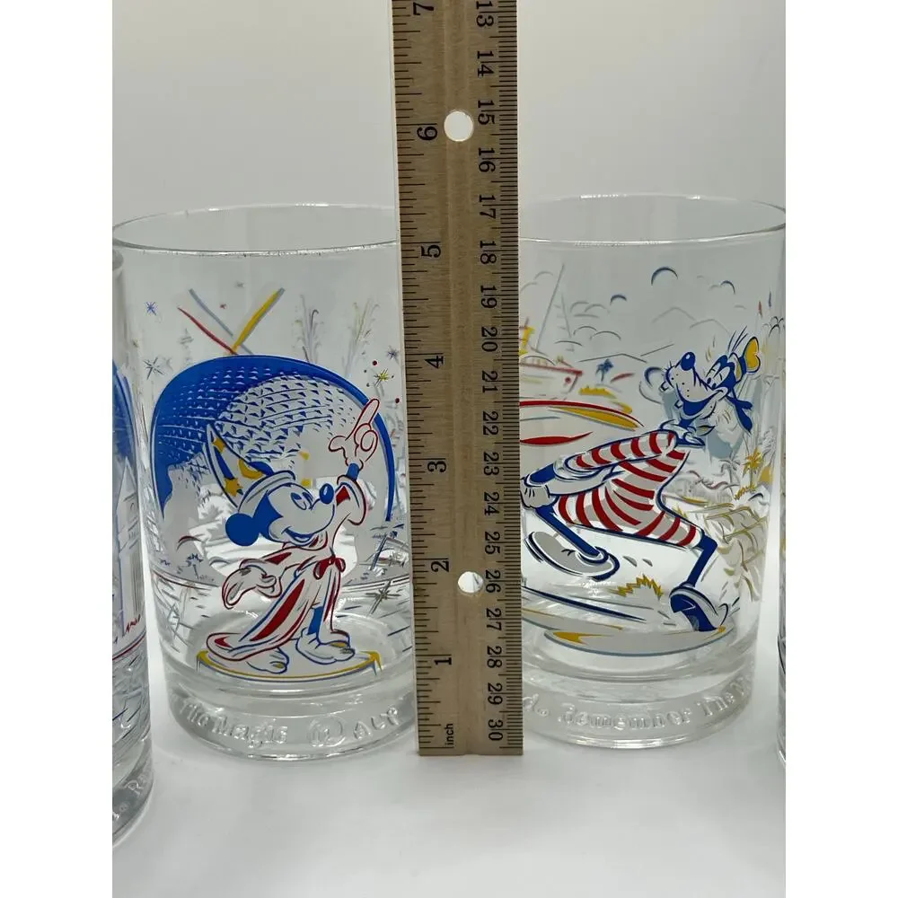 Vintage 1996 Disney WDW 25th Anniversary Mickey Goofy McDonald's Glasses Lot 4